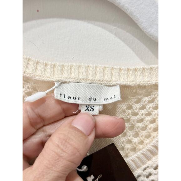 Fleur Du Mal Sleeveless Crochet Knit Bodycon Maxi Dress Cream Women's Size XS - Picture 3 of 4